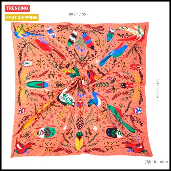 Silk-Like Square Head Scarf Boho Chic Versatile Hair Wrap 35 Inch - Picture 3 of 7